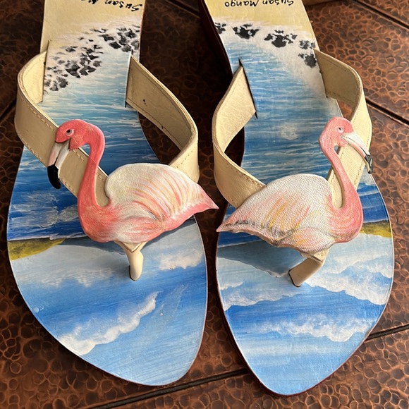 SUSAN MANGO FLAMINGO SANDALS SZ L - Picture 3 of 7